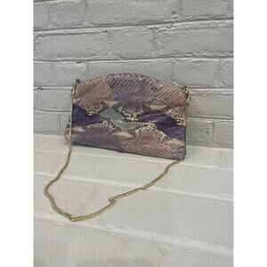 Vintage Margolm Snakeskin Leather Crossbody Handbag Purple Pink